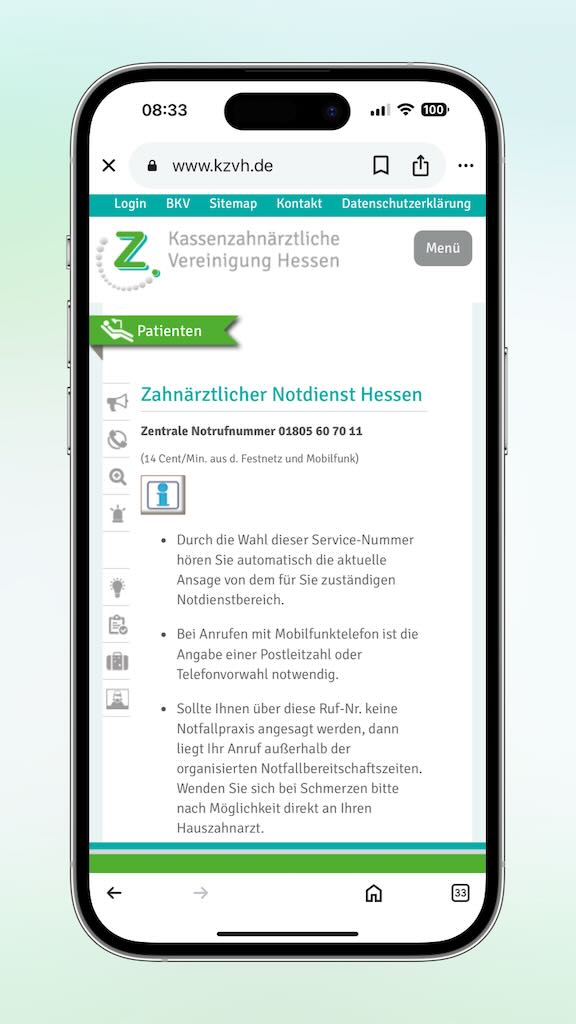 Zahnärztlicher Notdienst Hessen