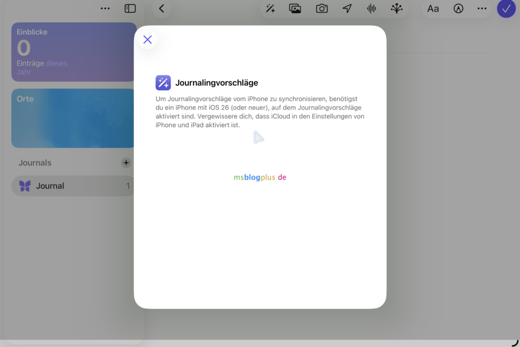 Zweiter Versuch mit der Journal-App?