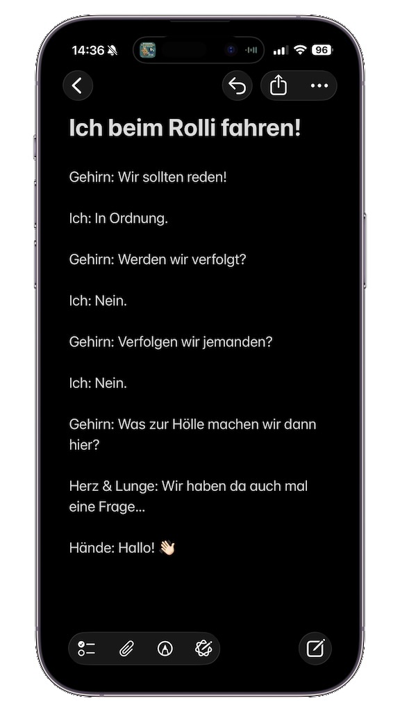 Ich beim Rolli fahren!